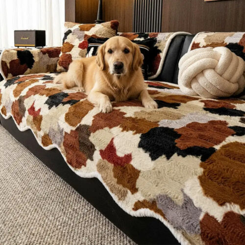 Stylish Color-Blocked Faux Rabbit Fur Soft Non-Sli