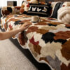 Stylish Color-Blocked Faux Rabbit Fur Soft Non-Sli
