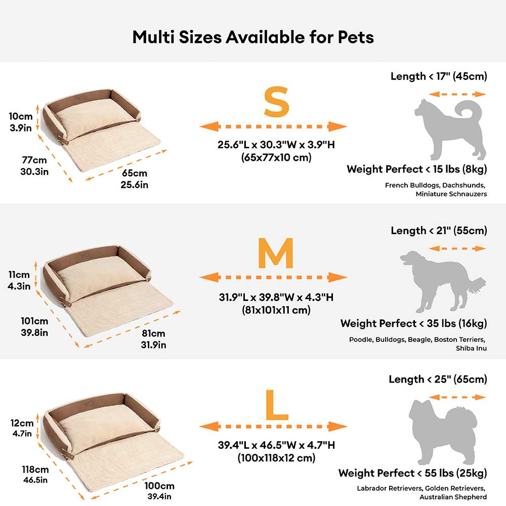 Stylish Expandable Ergonomic Calming Dog Bed - Tra