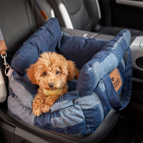 Travel Safety Bolster Vintage Denim Patchwork Dog