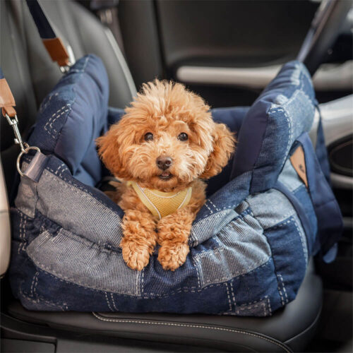 Travel Safety Bolster Vintage Denim Patchwork Dog 