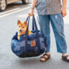 Travel Safety Bolster Vintage Denim Patchwork Dog 