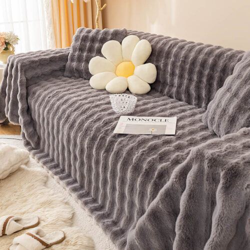 Ultra-Soft Faux Rabbit Fur Skin-Friendly Full Prot