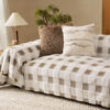 Ultra-Soft Plush Full-Cover Checkerboard Couch Cov