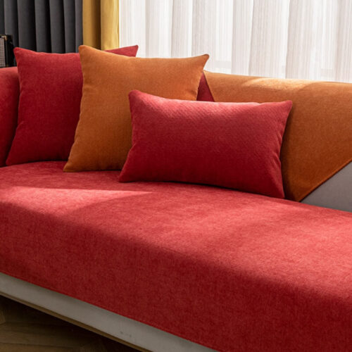 Vermilion Comfortable Chenille Sofa Protective Cou