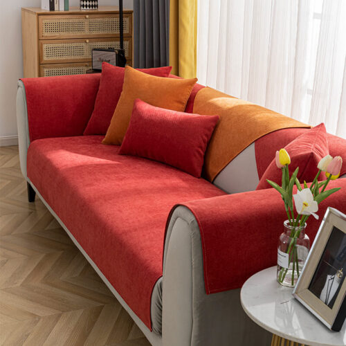 Vermilion Comfortable Chenille Sofa Protective Cou