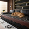 Vintage Chenille Sofa Protector with Faux Leather 