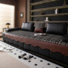 Vintage Chenille Sofa Protector with Faux Leather 