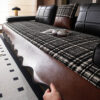 Vintage Chenille Sofa Protector with Faux Leather 