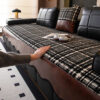 Vintage Chenille Sofa Protector with Faux Leather 