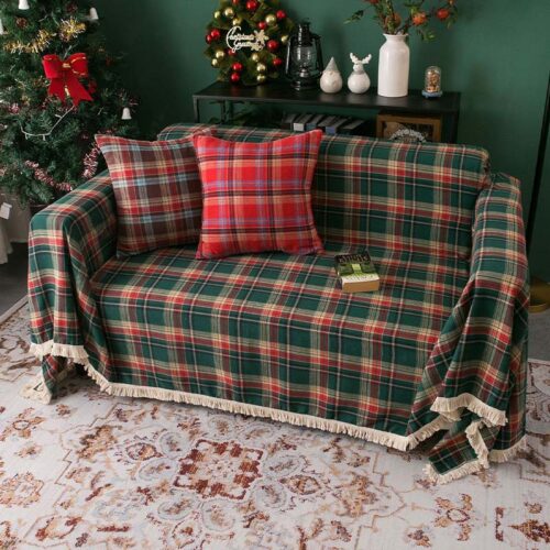 Vintage Christmas Style Plaid Blanket Full Wrap Co