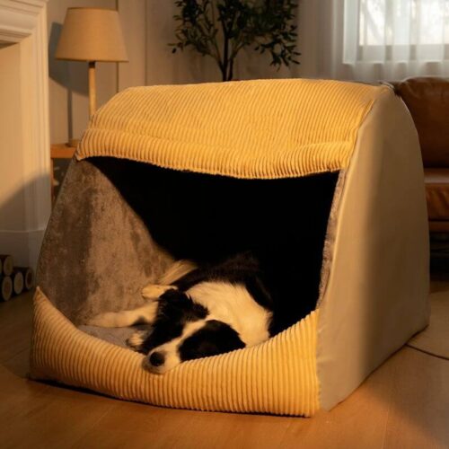 Warm Flannel Detachable Semi-Enclosed Large Dog Te