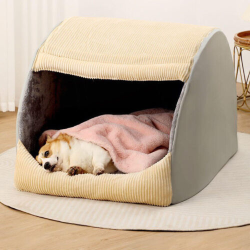 Warm Flannel Detachable Semi-Enclosed Large Dog Te