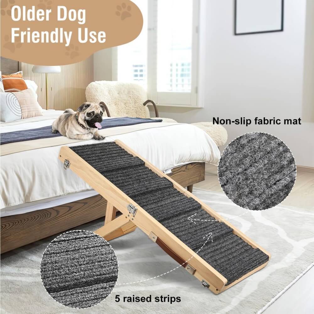 Wooden Dog Ramp 4 Levels Height Adjustable Foldabl
