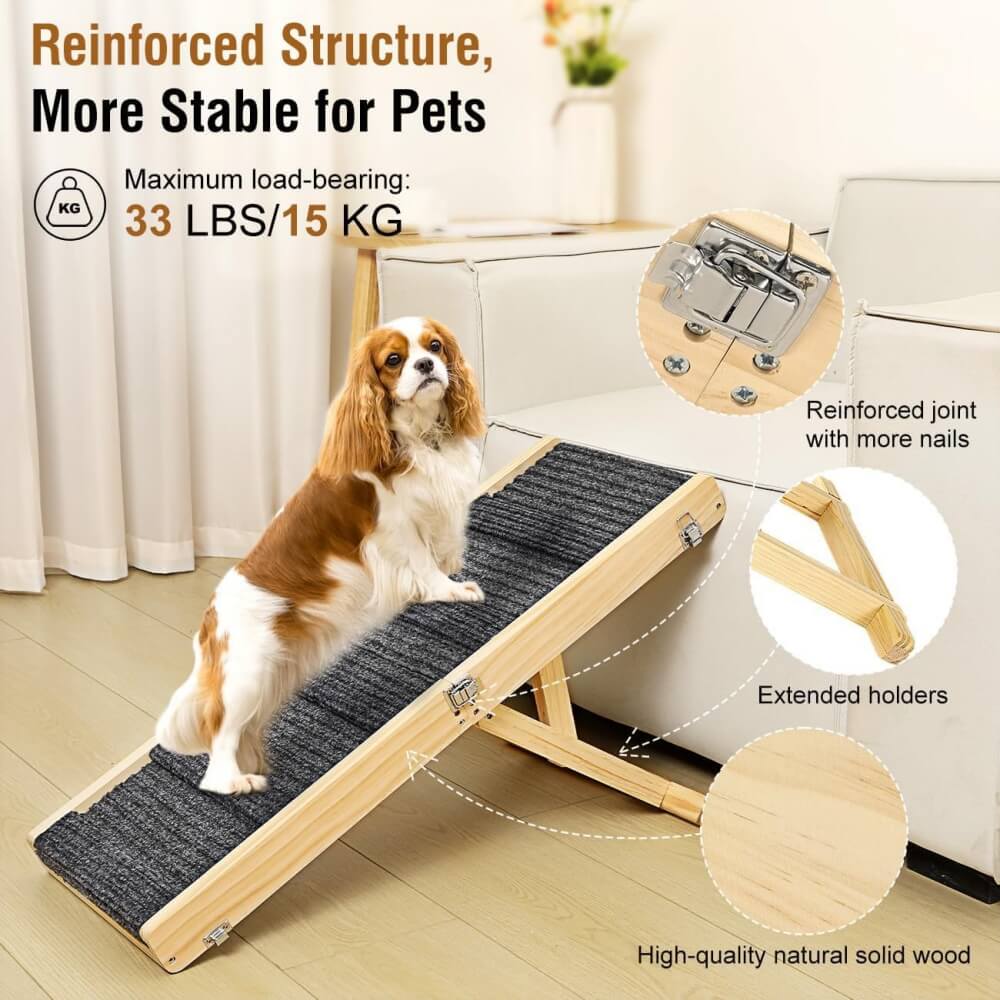 Wooden Dog Ramp 4 Levels Height Adjustable Foldabl