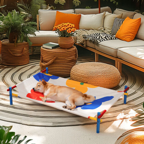 Vibrant Summer Print Style Aluminum Elevated Dog B