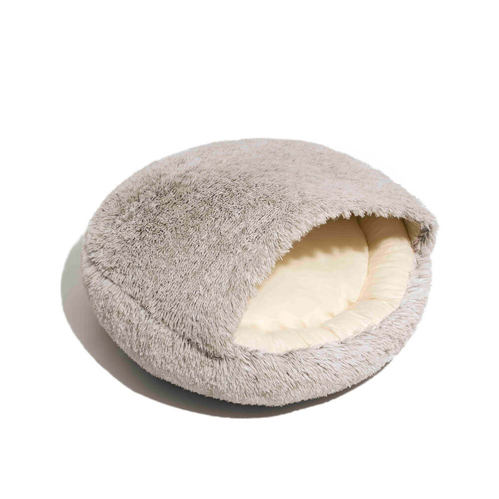 Calming Plush Semi-Enclosed Pet Nest Pita Bed For
