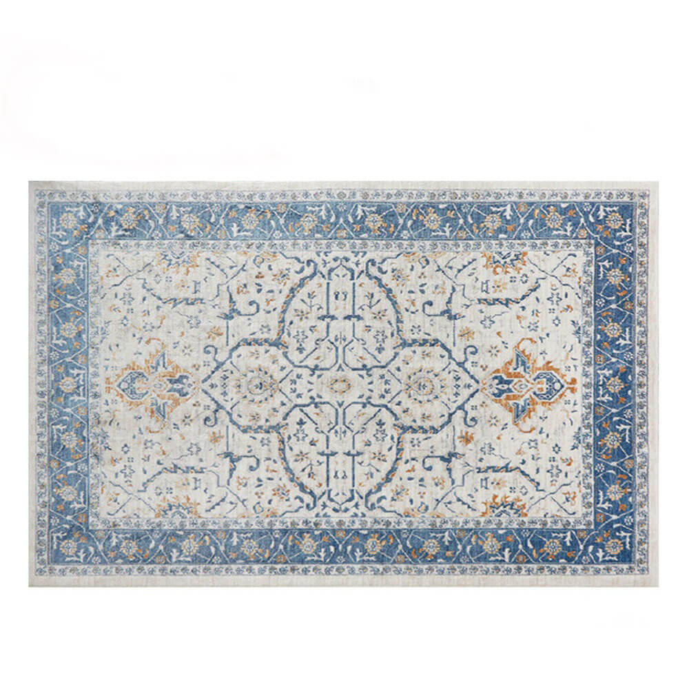 Vintage Blue & Cream Pet-Friendly Area Rug - Timel