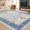 Vintage Blue & Cream Pet-Friendly Area Rug - Timel