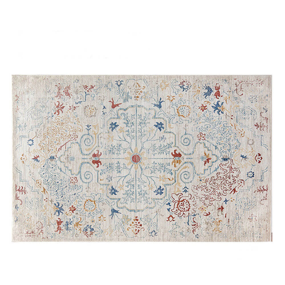 Vintage Blue & Cream Pet-Friendly Area Rug - Timel