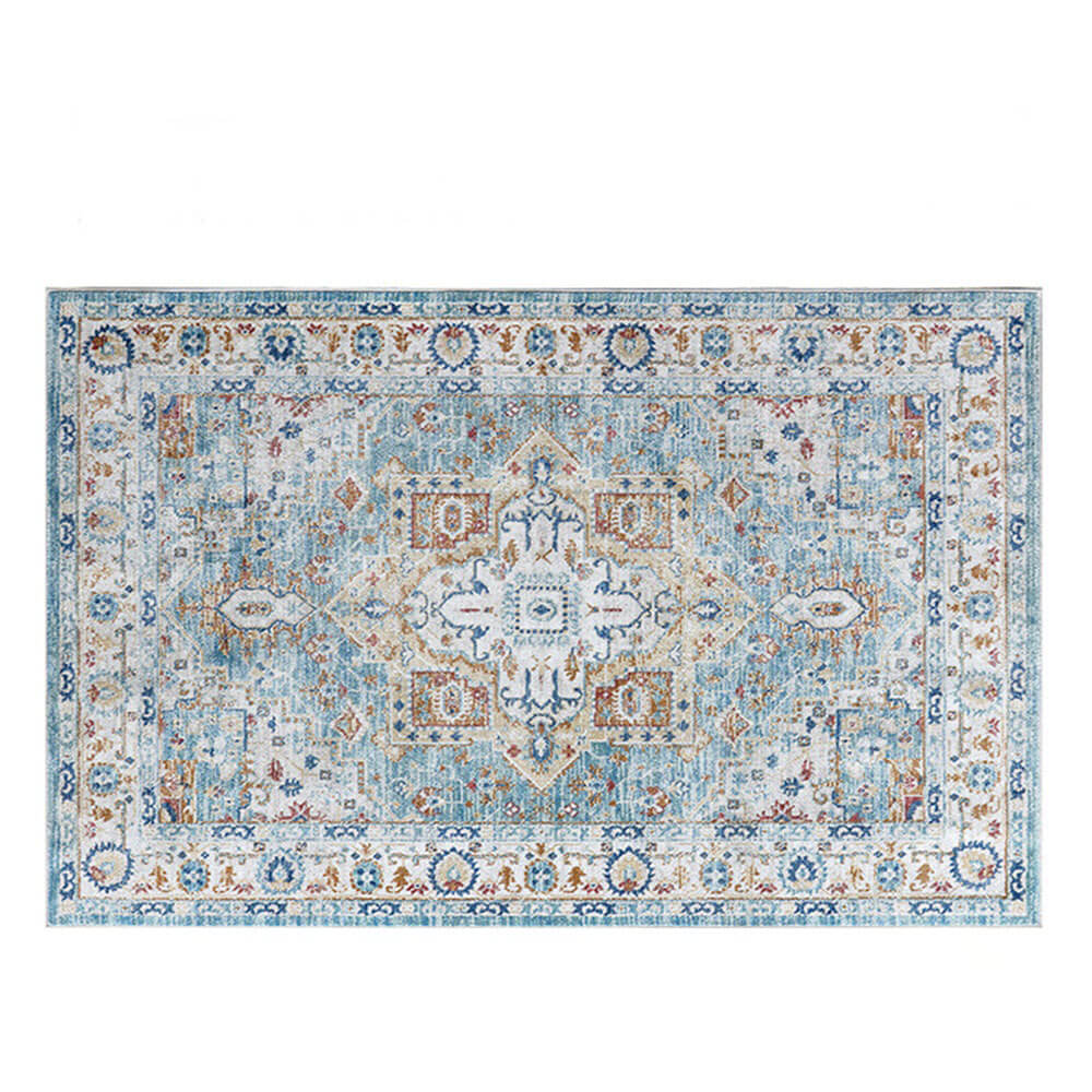 Vintage Blue & Cream Pet-Friendly Area Rug - Timel