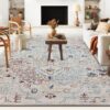 Vintage Blue & Cream Pet-Friendly Area Rug - Timel