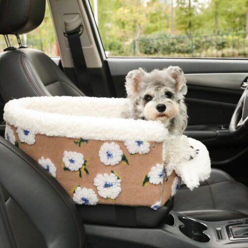 Flower Wool Fleece Dog Car Safety Seat Central Con