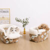 Flower Wool Fleece Dog Car Safety Seat Central Con
