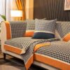 Classic Houndstooth Print Chenille Non-slip Couch 