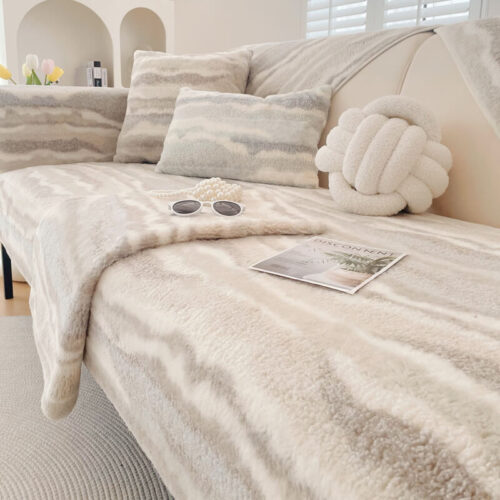Plush Cream Comfort Furniture Protective Mat Couch