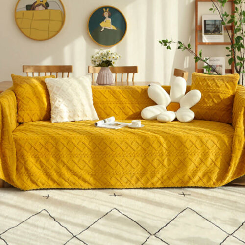Solid Colour Fleece Furniture Protector Couch Cove
