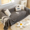Solid Colour Fleece Furniture Protector Couch Cove