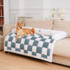 Cream Square Plaid Cozy Dog Mat Furniture Protecto