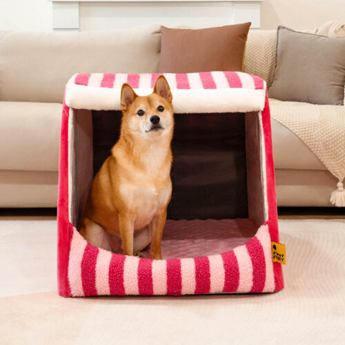 Trendy Striped House Orthopedic Dog Bed - Cozy Hid